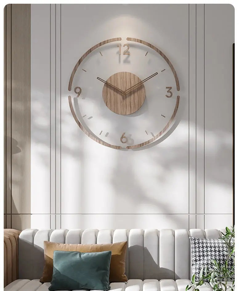 Scandinavian Silent Real Wood Wall Clock - 35 cm clockncozy