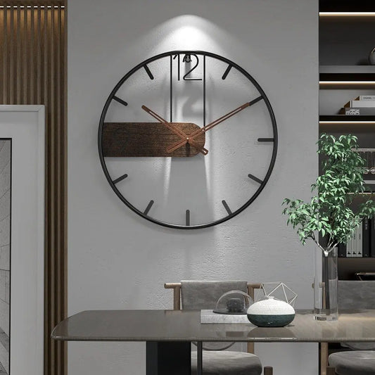 Sleek Steel and Walnut Wall Clock: A Fusion of Modern Design and Precision clockncozy